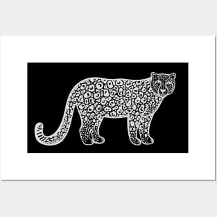 Snow Leopard - hand drawn animal lovers big cat design Posters and Art